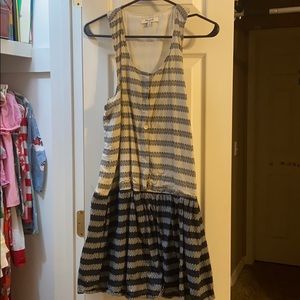 Madewell Dress, mixed patterns and drop waist